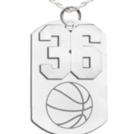 Basketball Dog Tag with Number Pendant Swivel