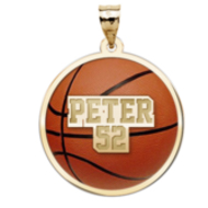 Color Enameled Basketball Pendant with Name Number