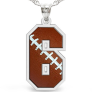 Football Color Enameled Single Number Pendant or Charm