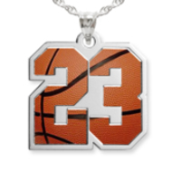 Color Enameled Basketball Number Charm or Pendant with 2 Digits