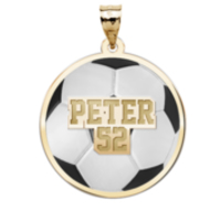 Color Enameled Soccer Pendant with Name Number