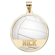 Color Enameled Volleyball Pendant with Name
