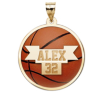 Color Enameled Basketball Pendant with Name Number