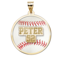 Color Enameled Baseball Pendant with Name Number