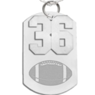 Football Dog Tag with Number Pendant Swivel