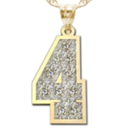 "New" Jersey Single Number Pendant w/ 10 Diamonds