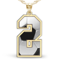 Soccer Color Enameled Single Number Pendant or Charm