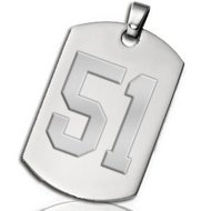 Stainless Steel Raised Sports Number XL Dog Tag Pendant