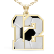 Color Enameled Soccer Number Pendant with 2 Digits