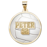 Color Enameled Volleyball Pendant with Name Number