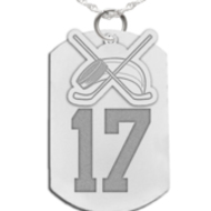 Hockey Dog Tag with Number and Swivel Pendant