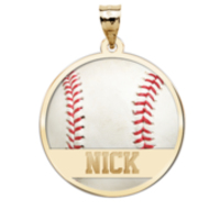 Color Enameled Baseball Pendant with Name