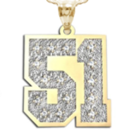 New" Jersey Hamerred Two Digit Number Pendant w/ 20 Diamonds