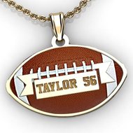 Color Enameled Football Pendant with Name Number