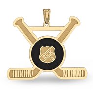 Color Enameled Hockey Pendant with Name Number