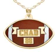 Color Enameled Football Pendant with Name Number