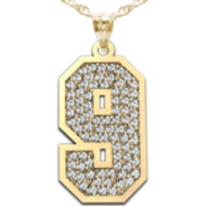 New" Jersey Single Number Pendant Paved with Diamonds