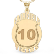 Custom Team Baseball Charm with Number
