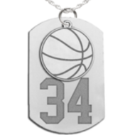 Basketball Dog Tag with Number and Swivel Pendant
