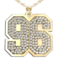 "New" Jersey Hamerred Two Digit Number Pendant Paved with Diamonds