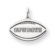 14K White Gold Dallas Cowboys Sm Football Cut-Out Cowboys Charm