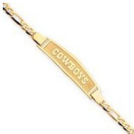14K Dallas Cowboys Med Satin Id Bracelet Cowboys Figaro Link