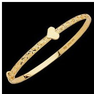 14K Yellow Gold Adjustable Bracelet W/Heart