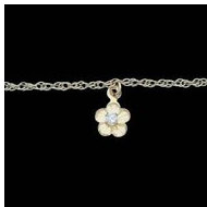 14K Yellow Gold Child Flower Bracelet W/Cubic Zirconia