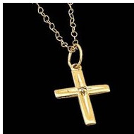 14K Yellow Gold Children's Cross W/Diamond Pendant