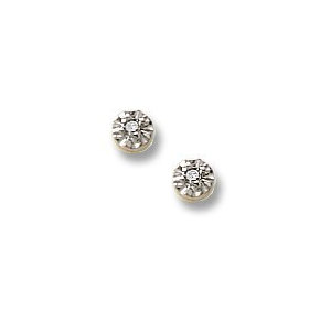 14K Yellow Gold Children s Two Tone Stud Earrings with Diamond