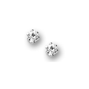 Sterling Silver Children s Stud Earrings with White Cubic Zirconia 