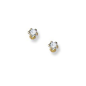 14K Yellow Gold Children s Stud Earrings with Cubic Zirconia