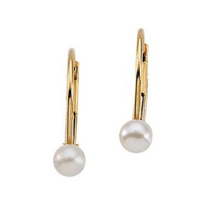 14K Yellow Gold Children s Cultured Pearl Earring