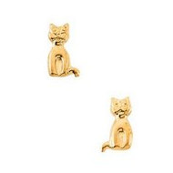 14K Yellow Gold Children's Cat Earring