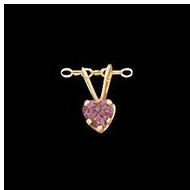 14K Yellow Gold Children's Heart W/Amethyst Stone Pendant