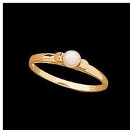14K Yellow Gold Children's Ring W/Cultured Pearl