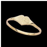 14K Yellow Gold Children's Heart W/Cross Ring