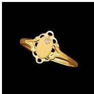 14K Yellow Gold Children's Signet W/Diamond Ring