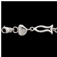 Sterling Silver Teen Ichtus And Hearts Bracelet