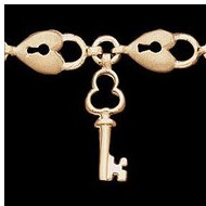14K Yellow Gold Teen Hart And Key Bracelet