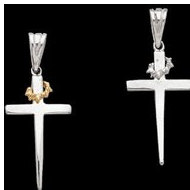 Sterling Silver Teen Cross W/Thorns Pendant
