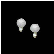 14K Yellow Gold Teen Cultured Pearl And Diamod Earring