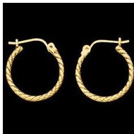 14K Yellow Gold Teen Rope Hoop Earring
