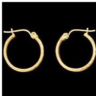 14K Yellow Gold Teen Diamond Cut Hoop Earring