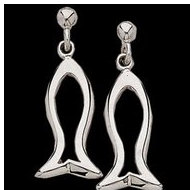 14K White Teen Ichtus Dangle Earrings