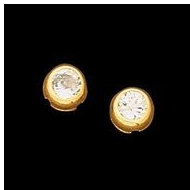 14K Yellow Gold Teen Round Bezel Earring