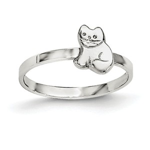 Sterling Silver High Polished Children s Cat Ring