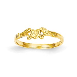 14k Yellow Gold Floral Heart Children s Ring