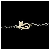 14K Yellow Gold Teen Cat Ankle
