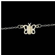 14K Yellow Gold Teen Butterfly Anklet.
